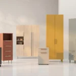Gamma completa degli armadi e dei contenitori Incanto nelle finiture colorate disponibili
